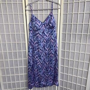 Lilly Pulitzer Keana Satin Midi Designer Slip Dress Barton Blue & Star Gazing 8